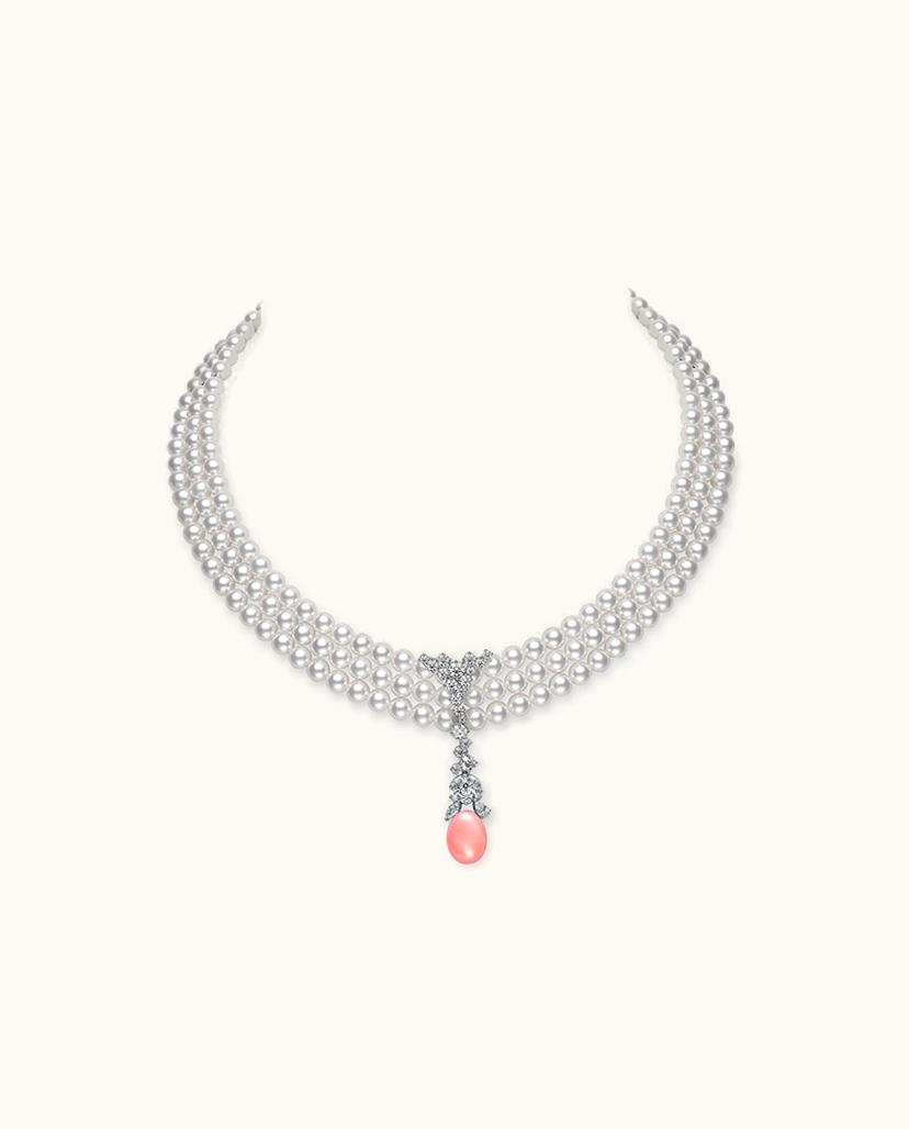 Mikimoto Mikimoto Akoya Cultured Pearl Necklace With Diamond And Conch Pearl